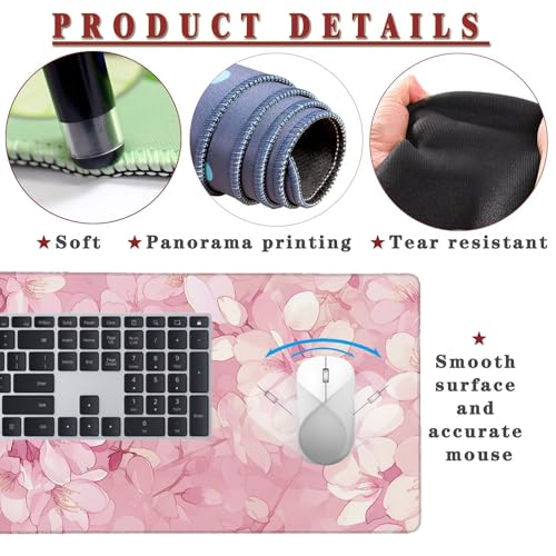 Mauspad XXL 1400x800x4mm Wasserdicht Schreibtischunterlage rutschfeste Speed Gaming Mousepad Pink (9) Groß Desk Mouse Mat Maus Pad, Schreibtisch Unterlage Deko für PC, MacBook, Laptop, Home Office Bild 4