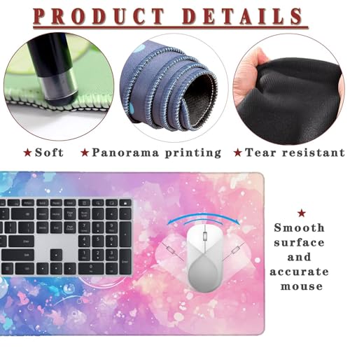 Mauspad XXL 1400x800x4mm Wasserdicht Schreibtischunterlage rutschfeste Speed Gaming Mousepad Pink (7) Groß Desk Mouse Mat Maus Pad, Schreibtisch Unterlage Deko für PC, MacBook, Laptop, Home Office Bild 4
