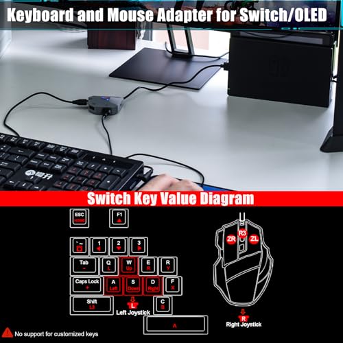 Tastatur und Maus Adapter für Nintendo Switch/Xbox Series X/S/Xbox One/PS4/PS3, Gaming Tastatur Maus konverter Support Mouse Sensitivity Adjustment/Zielgeschwindigkeit/Totzonenanpassung,Plug-and-Play Bild 5