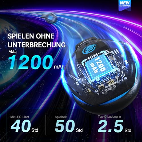 Fachixy FC100 Headset mit Mikrofon, 2,4G Wireless Gaming Headset für PS5, PS4, PC, Switch, Mac, Surround Sound Bluetooth Gaming Kopfhörer kabellos mit LED Licht, Über 50 Stunden Akkulaufzeit Bild 5