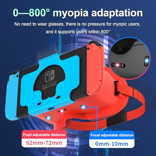 VR-Headset für Nintendo Switch OLED & Switch - Verstellbare HD-Linsen & Kopfband, Bequeme 3D-Brille für Zelda, Mario Odyssey, Smash Bros VR-Gaming Bild 2