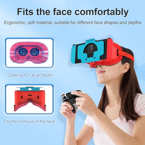 VR-Headset für Nintendo Switch OLED & Switch - Verstellbare HD-Linsen & Kopfband, Bequeme 3D-Brille für Zelda, Mario Odyssey, Smash Bros VR-Gaming Bild 3