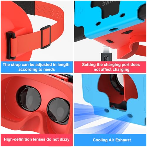 VR-Headset für Nintendo Switch OLED & Switch - Verstellbare HD-Linsen & Kopfband, Bequeme 3D-Brille für Zelda, Mario Odyssey, Smash Bros VR-Gaming Bild 4