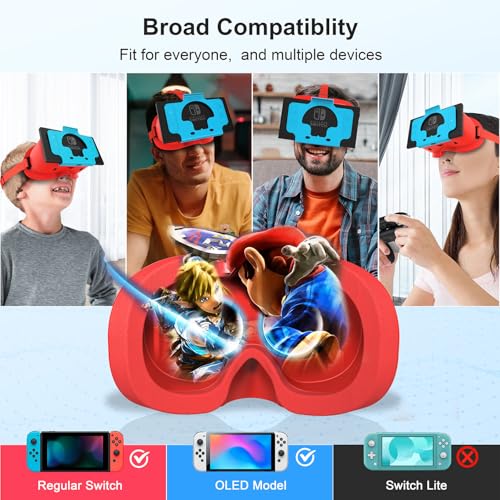 VR-Headset für Nintendo Switch OLED & Switch - Verstellbare HD-Linsen & Kopfband, Bequeme 3D-Brille für Zelda, Mario Odyssey, Smash Bros VR-Gaming Bild 5