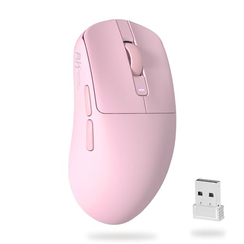 RK ROYAL KLUDGE M30 Gaming Maus Kabellos, 12000 DPI PixArt PAW3311 Sensor Gaming Mouse, 41g Ultralight, 1000Hz Polling Rate, 2.4G/USB-C/Bluetooth, 250mAh, Voll programmierbare Tasten, Rosa Bild 1