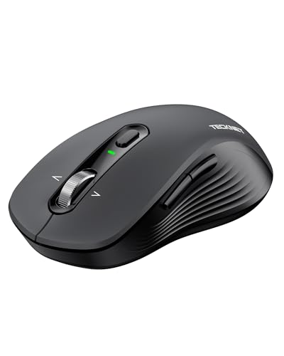TECKNET Bluetooth Maus, Maus Kabellos (BT 5.0/3.0 + 2.4G), 4-Wege-Scrollrad Leise Funkmaus mit USB-A Empfänger, 4800 DPI Kabellose Mäuse, Ergonomische Computer Mouse für Laptop/PC/Mac/Tablet, Grau Bild 1