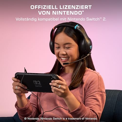 Turtle Beach Airlite Fit Wired Gaming Headset Offiziell Lizenziert für Nintendo Switch 2, 1, und OLED, Anthrazitschwarz Bild 2