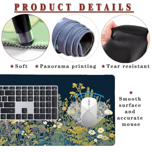 Mauspad XXL 1400x800x4mm Wasserdicht Schreibtischunterlage rutschfeste Speed Gaming Mousepad Plant (4) Groß Desk Mouse Mat Maus Pad, Schreibtisch Unterlage Deko für PC, MacBook, Laptop, Home Office Bild 4