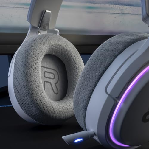 NEWSKILL Aton V2 Gaming-Kopfhörer, kabellos, 2,4 G, Bluetooth 5.0 und Typ-C-Kabel, einziehbares Mikrofon, Surround-Sound, RGB, kompatibel mit PC, PS5, Switch und Handy (weiß) Bild 3