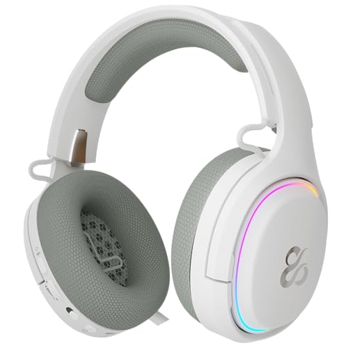 NEWSKILL Aton V2 Gaming-Kopfhörer, kabellos, 2,4 G, Bluetooth 5.0 und Typ-C-Kabel, einziehbares Mikrofon, Surround-Sound, RGB, kompatibel mit PC, PS5, Switch und Handy (weiß) Bild 6