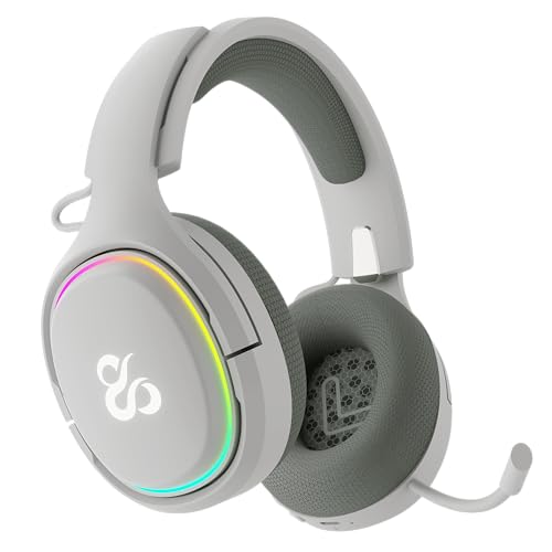 NEWSKILL Aton V2 Gaming-Kopfhörer, kabellos, 2,4 G, Bluetooth 5.0 und Typ-C-Kabel, einziehbares Mikrofon, Surround-Sound, RGB, kompatibel mit PC, PS5, Switch und Handy (weiß) Bild 7
