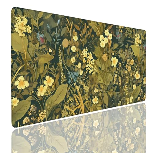 Mauspad XXL 1400x800x4mm Wasserdicht Schreibtischunterlage rutschfeste Speed Gaming Mousepad Plants (15) Groß Desk Mouse Mat Maus Pad, Schreibtisch Unterlage Deko für PC, MacBook, Laptop, Home Office Bild 1