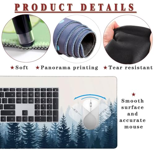 Mauspad XXL 1400x800x4mm Wasserdicht Schreibtischunterlage rutschfeste Speed Gaming Mousepad Plants (6) Groß Desk Mouse Mat Maus Pad, Schreibtisch Unterlage Deko für PC, MacBook, Laptop, Home Office Bild 4