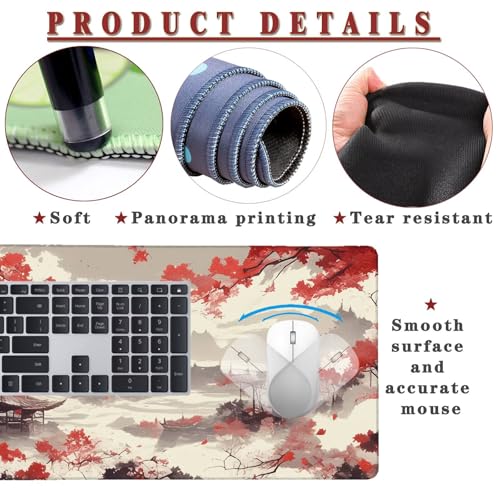 Mauspad XXL 1400x800x4mm Wasserdicht Schreibtischunterlage rutschfeste Speed Gaming Mousepad Plants (8) Groß Desk Mouse Mat Maus Pad, Schreibtisch Unterlage Deko für PC, MacBook, Laptop, Home Office Bild 4