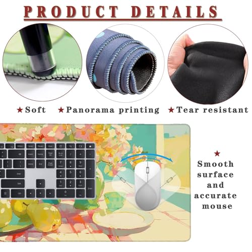 Mauspad XXL 1400x800x4mm Wasserdicht Schreibtischunterlage rutschfeste Speed Gaming Mousepad Pots (1) Groß Desk Mouse Mat Maus Pad, Schreibtisch Unterlage Deko für PC, MacBook, Laptop, Home Office Bild 4