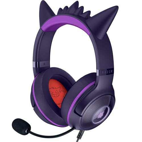 Razer Kraken Kitty V2 - Gengar Pokémon Edition - USB-Headset - Gengar-Stacheln - Streamreaktive Beleuchtung - HyperClear-Kardioidenmikrofon - Triforce 40-mm-Treiber - 7.1 Surround Sound | Violett Bild 1