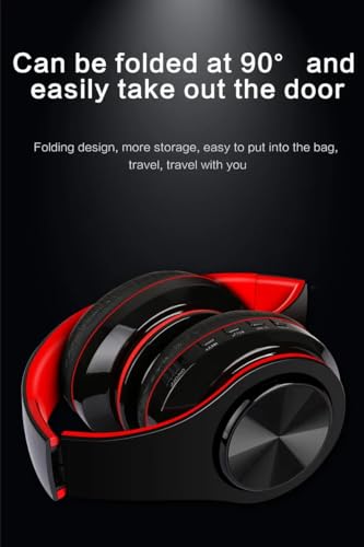 Hybrid-Kopfhörer mit Geräuschunterdrückung, kabellos, Bluetooth, Over-Ear, Schwarz mit Farbakzenten, integriertem Mikrofon, HiFi-Stereo-Sound, faltbares Design, Headset (rot) Bild 2