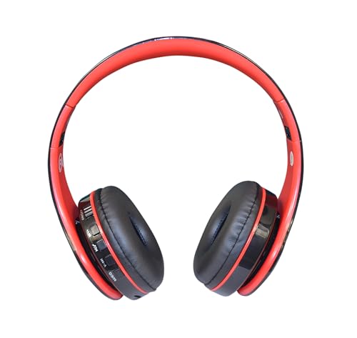 Hybrid-Kopfhörer mit Geräuschunterdrückung, kabellos, Bluetooth, Over-Ear, Schwarz mit Farbakzenten, integriertem Mikrofon, HiFi-Stereo-Sound, faltbares Design, Headset (rot) Bild 6