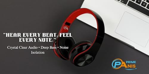 Hybrid-Kopfhörer mit Geräuschunterdrückung, kabellos, Bluetooth, Over-Ear, Schwarz mit Farbakzenten, integriertem Mikrofon, HiFi-Stereo-Sound, faltbares Design, Headset (rot) Bild 7