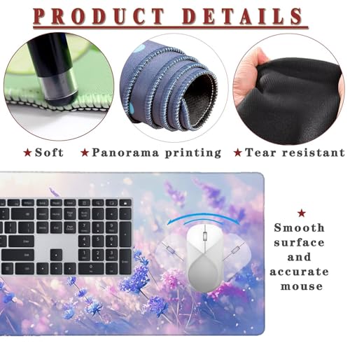 Mauspad XXL 1400x800x4mm Wasserdicht Schreibtischunterlage rutschfeste Speed Gaming Mousepad Purple (5) Groß Desk Mouse Mat Maus Pad, Schreibtisch Unterlage Deko für PC, MacBook, Laptop, Home Office Bild 4