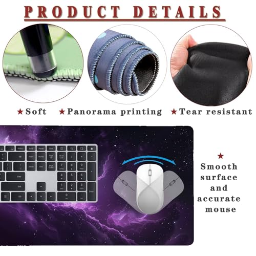 Mauspad XXL 1400x800x4mm Wasserdicht Schreibtischunterlage rutschfeste Speed Gaming Mousepad Purple (12) Groß Desk Mouse Mat Maus Pad, Schreibtisch Unterlage Deko für PC, MacBook, Laptop, Home Office Bild 4