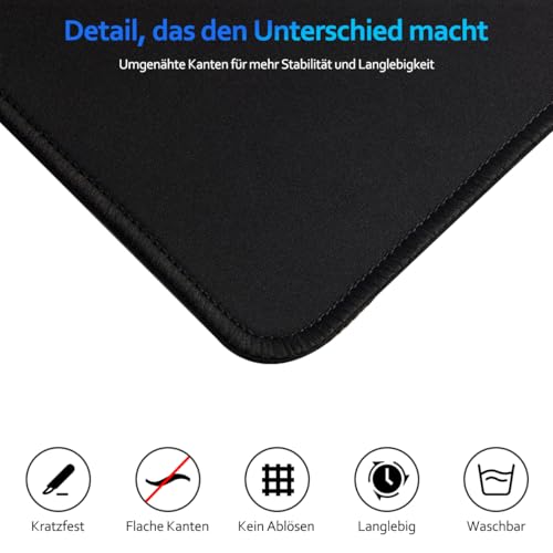 Zindoo Mauspad mit Gelkissen, 260x210x3 mm, rutschfest & Komfortabel für Büro, Gaming, Computer & Laptop | Ergonomisches Schwarzes Handgelenkpad für Angenehme Haltung Bild 3