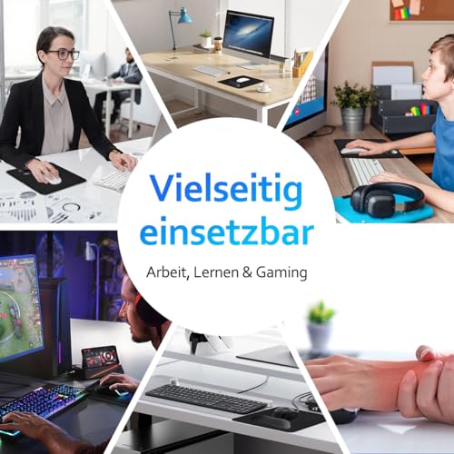 Zindoo Mauspad mit Gelkissen, 260x210x3 mm, rutschfest & Komfortabel für Büro, Gaming, Computer & Laptop | Ergonomisches Schwarzes Handgelenkpad für Angenehme Haltung Bild 7