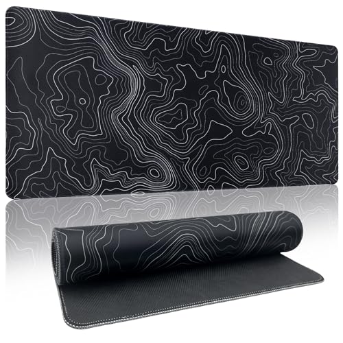 Zindoo Gaming Mauspad XXL 900 x 400 mm– Schwarzes Mousepad mit Konturen-Design – rutschfest, Langlebig, Speed-Textiloberfläche für Gaming & Home Office Bild 1