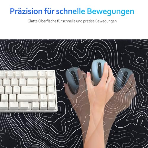 Zindoo Gaming Mauspad XXL 900 x 400 mm– Schwarzes Mousepad mit Konturen-Design – rutschfest, Langlebig, Speed-Textiloberfläche für Gaming & Home Office Bild 2
