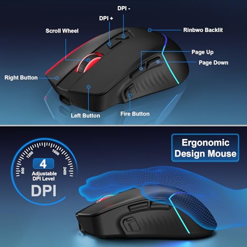 Kabellose Gaming Tastatur und Maus Set, DE Layout QWERTZ 75% TKL RGB Beleuchtet, Wiederaufladbare Ergonomische Gaming Maus, Kompaktes Keyboard für PC, Mac, Xbox,PS5 Bild 6