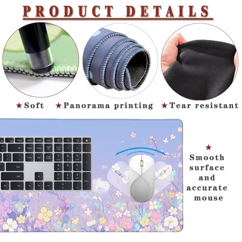 Mauspad XXL 1400x800x4mm Wasserdicht Schreibtischunterlage rutschfeste Speed Gaming Mousepad Purple (9) Groß Desk Mouse Mat Maus Pad, Schreibtisch Unterlage Deko für PC, MacBook, Laptop, Home Office Bild 4