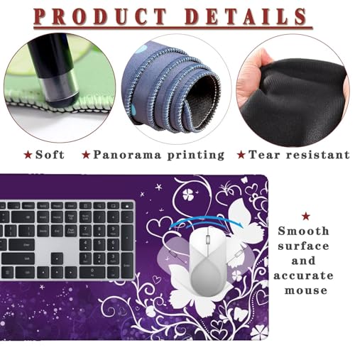 Mauspad XXL 1400x800x4mm Wasserdicht Schreibtischunterlage rutschfeste Speed Gaming Mousepad Purple (7) Groß Desk Mouse Mat Maus Pad, Schreibtisch Unterlage Deko für PC, MacBook, Laptop, Home Office Bild 4