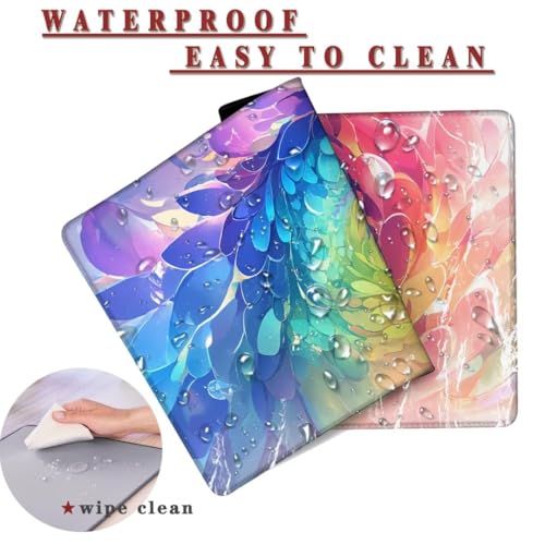Mauspad XXL 1400x800x4mm Wasserdicht Schreibtischunterlage rutschfeste Speed Gaming Mousepad Rainbow (2) Groß Desk Mouse Mat Maus Pad, Schreibtisch Unterlage Deko für PC, MacBook, Laptop, Home Office Bild 2