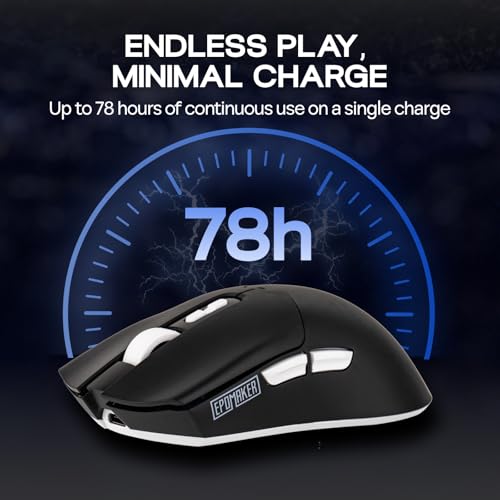 EPOMAKER Click Lite Gaming-Maus Kabellos, 800 bis 12.000 DPI Einstellbar, PAW3311 Sensor, 500mAh, 59g, 2.4G/Bluetooth/USB-C, Kabellose Maus mit 5 Programmable Buttons (Schwarz) Bild 6