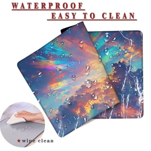 Mauspad XXL 1400x800x4mm Wasserdicht Schreibtischunterlage rutschfeste Speed Gaming Mousepad Rainbow (4) Groß Desk Mouse Mat Maus Pad, Schreibtisch Unterlage Deko für PC, MacBook, Laptop, Home Office Bild 2