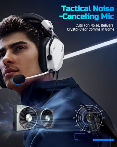 NUBWO HG03 USB A Gaming Headset mit 7.1 Surround und FPS Sound, Kabelgebundener Kopfhörer mit Mikrofon mit Geräuschunterdrückung, Komfortables Design für PC und Laptop – Weiß Bild 4