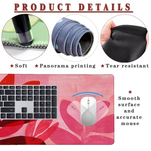 Mauspad XXL 1400x800x4mm Wasserdicht Schreibtischunterlage rutschfeste Speed Gaming Mousepad Red (12) Groß Desk Mouse Mat Maus Pad, Schreibtisch Unterlage Deko für PC, MacBook, Laptop, Home Office Bild 4