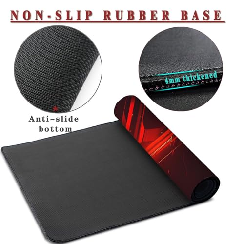 Mauspad XXL 1400x800x4mm Wasserdicht Schreibtischunterlage rutschfeste Speed Gaming Mousepad Red (5) Groß Desk Mouse Mat Maus Pad, Schreibtisch Unterlage Deko für PC, MacBook, Laptop, Home Office Bild 3