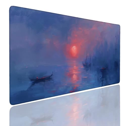 Mauspad XXL 1400x800x4mm Wasserdicht Schreibtischunterlage rutschfeste Speed Gaming Mousepad Red (3) Groß Desk Mouse Mat Maus Pad, Schreibtisch Unterlage Deko für PC, MacBook, Laptop, Home Office Bild 1