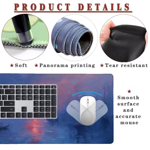 Mauspad XXL 1400x800x4mm Wasserdicht Schreibtischunterlage rutschfeste Speed Gaming Mousepad Red (3) Groß Desk Mouse Mat Maus Pad, Schreibtisch Unterlage Deko für PC, MacBook, Laptop, Home Office Bild 4