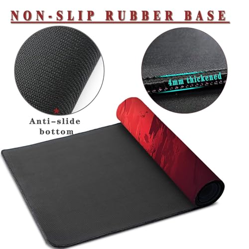 Mauspad XXL 1400x800x4mm Wasserdicht Schreibtischunterlage rutschfeste Speed Gaming Mousepad Red (7) Groß Desk Mouse Mat Maus Pad, Schreibtisch Unterlage Deko für PC, MacBook, Laptop, Home Office Bild 3