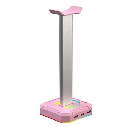 Kopfhörerständer， Kopfhörerhalter, Headset-Halter, kreativer Headset-Halter, Kopfhörerständer, USB-Aufladung, Over-Ear-Headsets, Schreibtischhalterung, platzsparend(Pink) Bild 1
