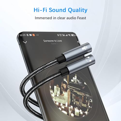 Audio Adapter Y Splitter, 3.5 mm Klinkenstecker Headset Mikrofon Audio Splitter 3,5 mm Stecker auf 2 duale 3,5 mm Buchsen Aux Cable für Gaming Headset, Earphone, Speaker, Desktop, Laptop, PS5 PS4 Bild 5