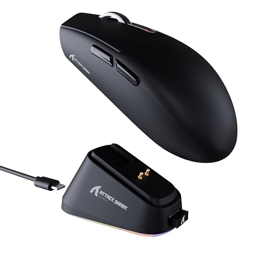 ATTACK SHARK G3PRO Gaming-Maus mit magnetischer Ladestation, PixArt PAW3311 Gaming-Sensor, Bluetooth/2,4G Wireless/Wireless Gaming-Maus, 25.000 DPI, Büro- und Gamer-Maus (Schwarz) Bild 1