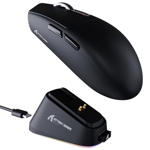 ATTACK SHARK G3PRO Kabellose Gaming-Maus mit Magnetischer Ladestation, PixArt PAW3311-Sensor, Bis zu 25000 DPI, BT/2,4 GHz/Kabelgebunden, 100M Klicks, 59g Superleichte Mäuse für PC/Xbox/PS/Mac–Schwarz Bild 1