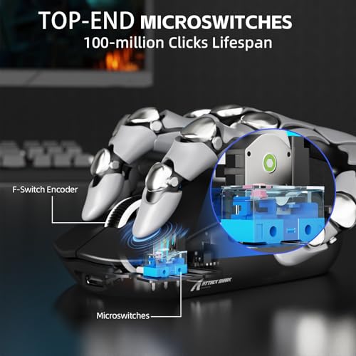 ATTACK SHARK G3PRO Kabellose Gaming-Maus mit Magnetischer Ladestation, PixArt PAW3311-Sensor, Bis zu 25000 DPI, BT/2,4 GHz/Kabelgebunden, 100M Klicks, 59g Superleichte Mäuse für PC/Xbox/PS/Mac–Schwarz Bild 6