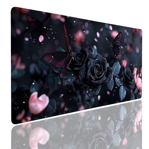 Mauspad XXL 1400x800x4mm Wasserdicht Schreibtischunterlage rutschfeste Speed Gaming Mousepad Rose (7) Groß Desk Mouse Mat Maus Pad, Schreibtisch Unterlage Deko für PC, MacBook, Laptop, Home Office Bild 1