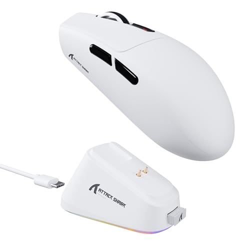 ATTACK SHARK G3PRO Gaming-Maus mit magnetischer Ladestation, PixArt PAW3311 Gaming-Sensor, Bluetooth/2,4G Wireless/Wireless Gaming-Maus, 25.000 DPI, Büro- und Gamer-Maus (Weiß) Bild 1