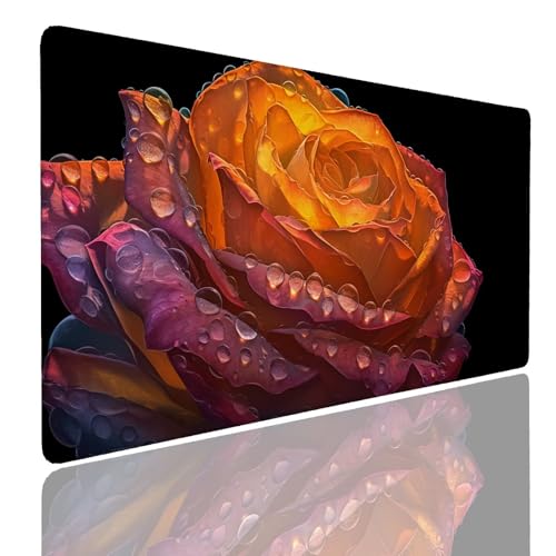 Mauspad XXL 1400x800x4mm Wasserdicht Schreibtischunterlage rutschfeste Speed Gaming Mousepad Rose (9) Groß Desk Mouse Mat Maus Pad, Schreibtisch Unterlage Deko für PC, MacBook, Laptop, Home Office Bild 1