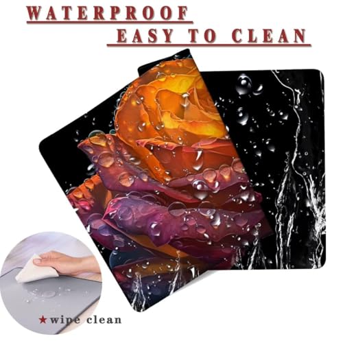 Mauspad XXL 1400x800x4mm Wasserdicht Schreibtischunterlage rutschfeste Speed Gaming Mousepad Rose (9) Groß Desk Mouse Mat Maus Pad, Schreibtisch Unterlage Deko für PC, MacBook, Laptop, Home Office Bild 2